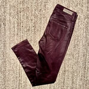 Treasure and Bond Women's Burgundy Coated High Rise Bootcut Jeans Size 28